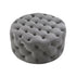 33" Gray Velvet Rolling Tufted Round Cocktail Ottoman