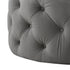 33" Gray Velvet Rolling Tufted Round Cocktail Ottoman