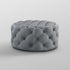 33" Gray Velvet Rolling Tufted Round Cocktail Ottoman