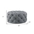 33" Gray Velvet Rolling Tufted Round Cocktail Ottoman