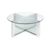 40" Clear And Silver Glass Round Mirrored Coffee Table