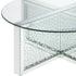 40" Clear And Silver Glass Round Mirrored Coffee Table