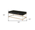 44" Gold And Black High Gloss Manufactured Wood And Metal Rectangular Coffee Table With Two Drawers