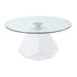 34" White And Clear Glass And Manufactured Wood Round Coffee Table