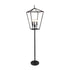 64" Black Three Light Floor Lamp With Black Geometric Shade
