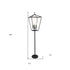 64" Black Three Light Floor Lamp With Black Geometric Shade