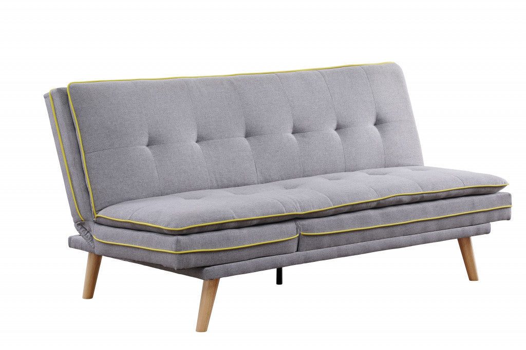 72" Gray Linen Sofa With Brown Legs