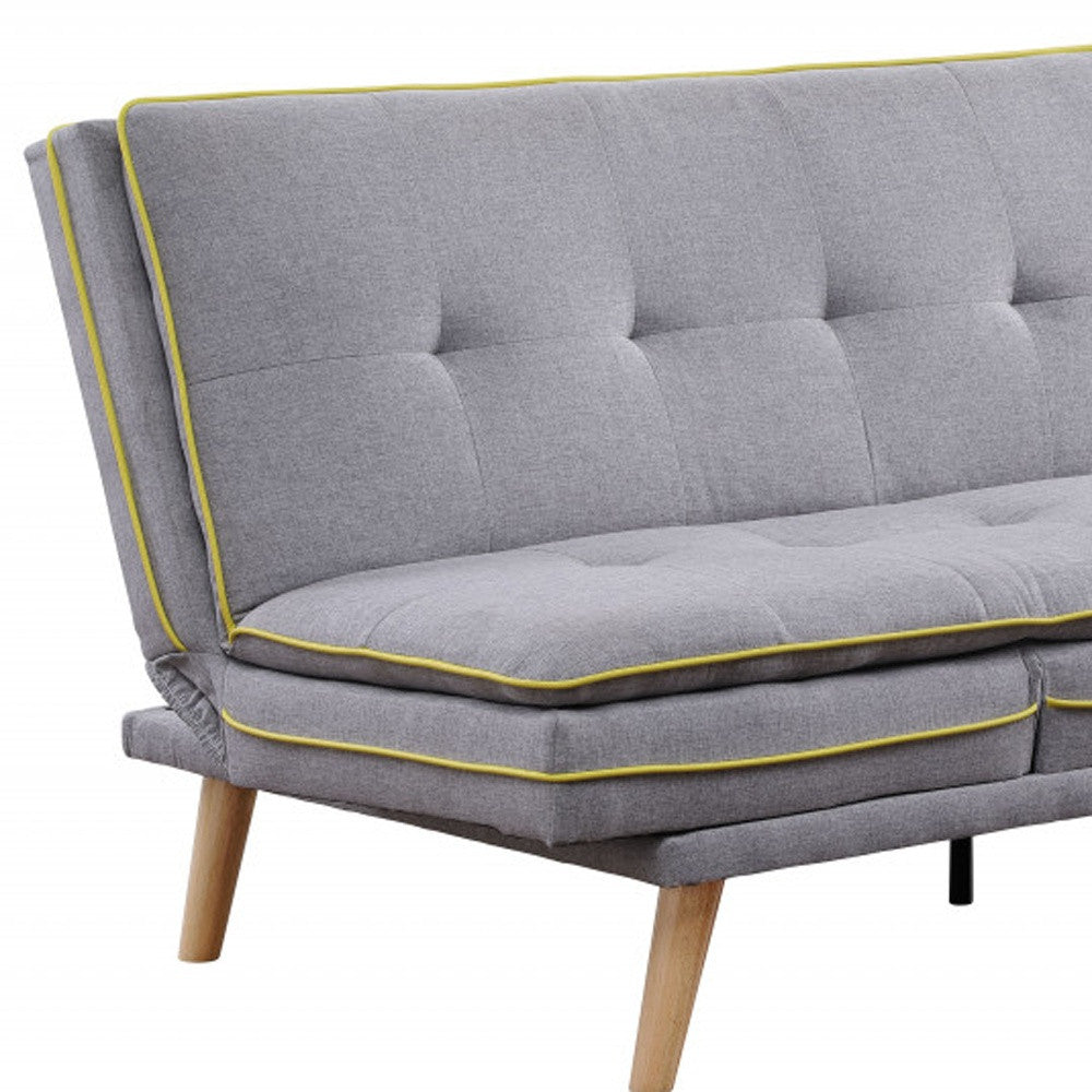 72" Gray Linen Sofa With Brown Legs