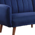 76" Blue Linen Sleeper Sofa With Wood Brown Legs