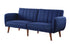 76" Blue Linen Sleeper Sofa With Wood Brown Legs