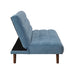 76" Teal Blue Velvet Sleeper Sofa With Wood Brown Legs