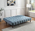 76" Teal Blue Velvet Sleeper Sofa With Wood Brown Legs