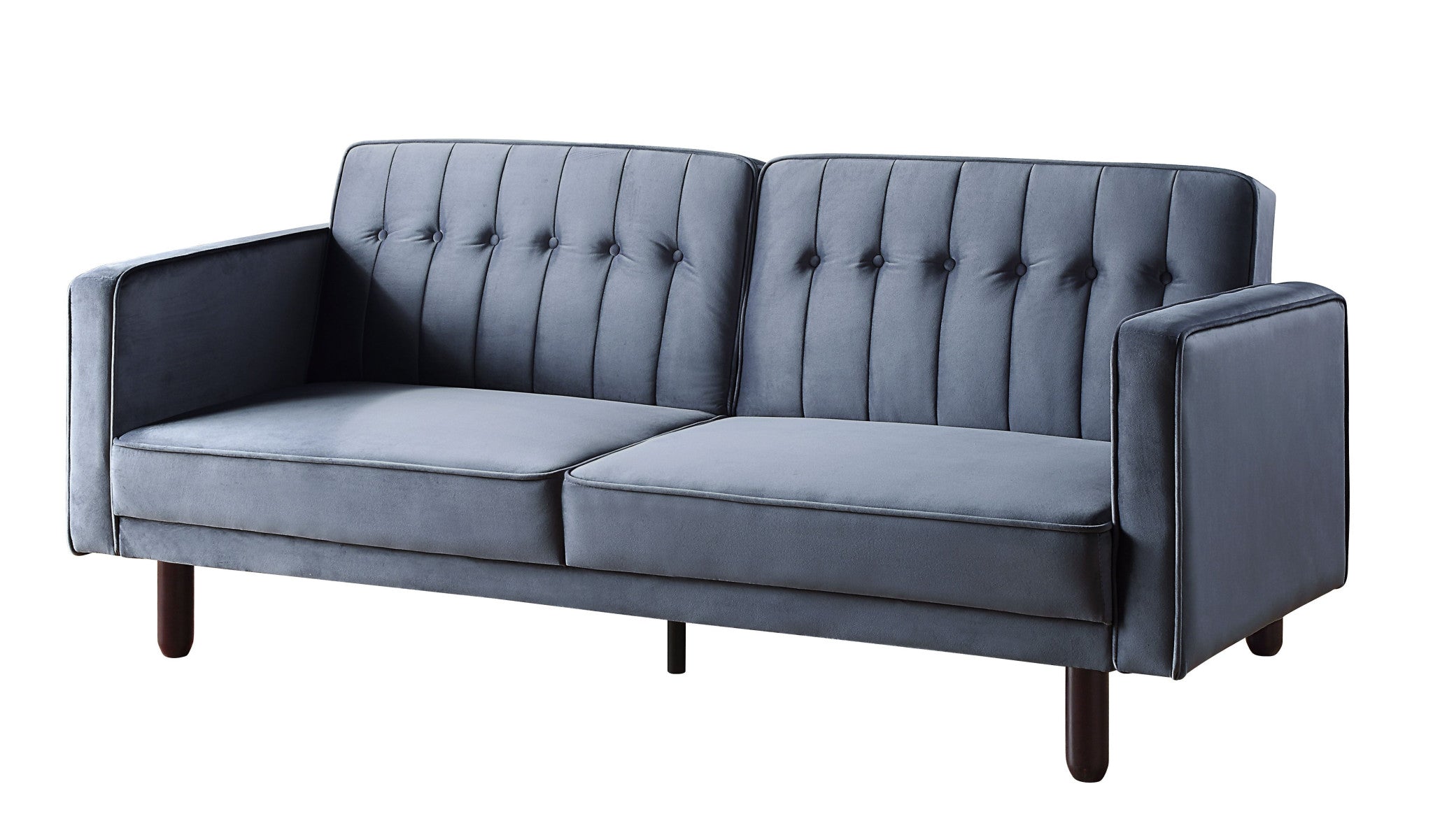 79" Dark Gray Velvet And Black Sleeper Sofa