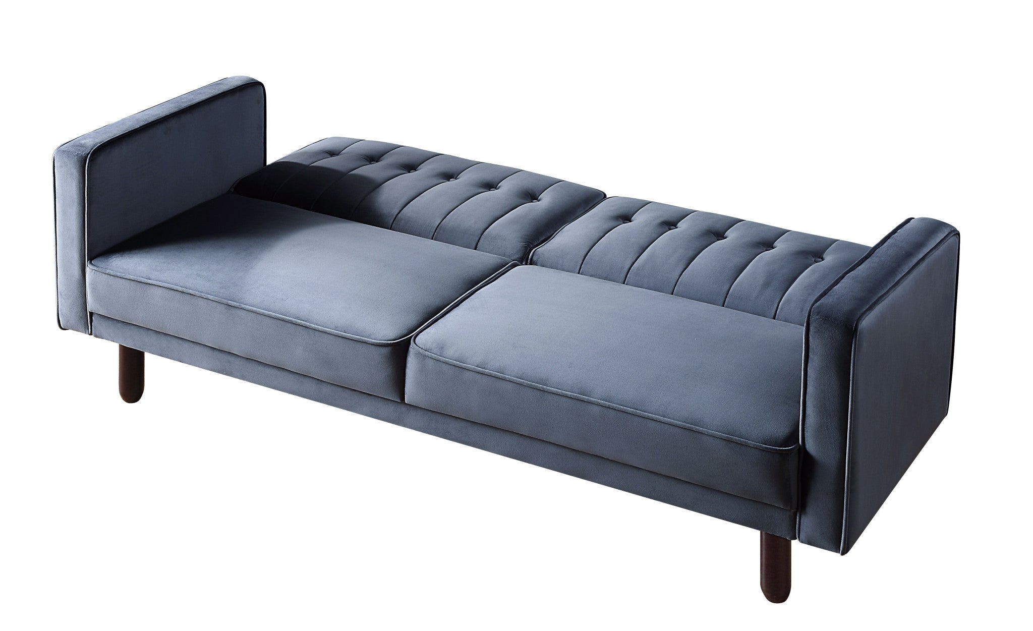 79" Dark Gray Velvet And Black Sleeper Sofa