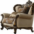 49" Tan And Brown Fabric Floral Tufted Wingback Chair