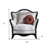 43" Beige Fabric And Black Tufted Arm Chair