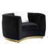 48" Black Velvet Chair And A Half