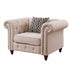 45" Beige Linen And Black Tufted Chesterfield Chair