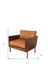 31" Carmel Brown Top Grain Leather And Gold Arm Chair