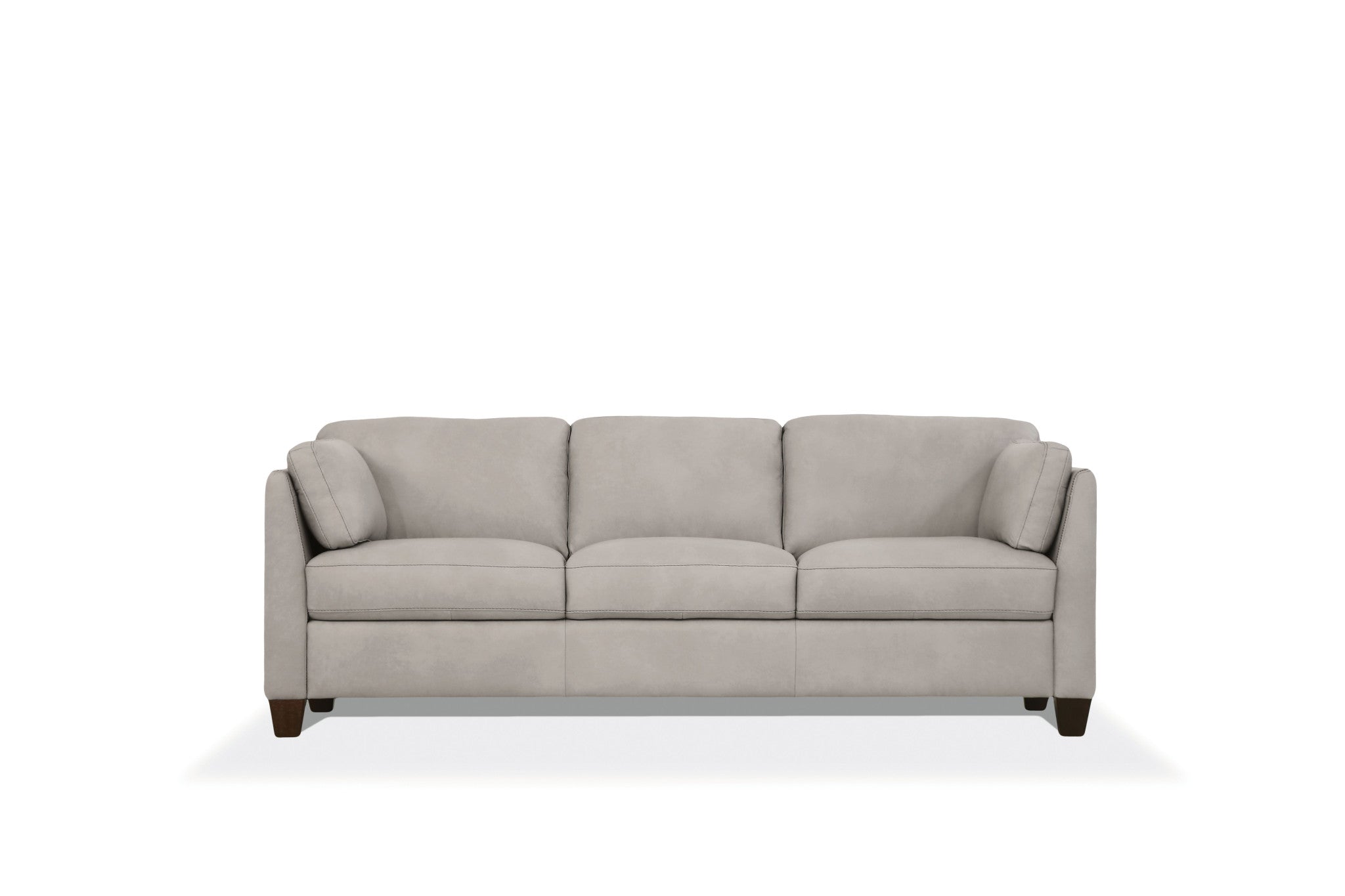 81" Light Gray Leather Sofa With Black Legs