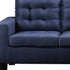 81" Blue Linen And Black Sofa