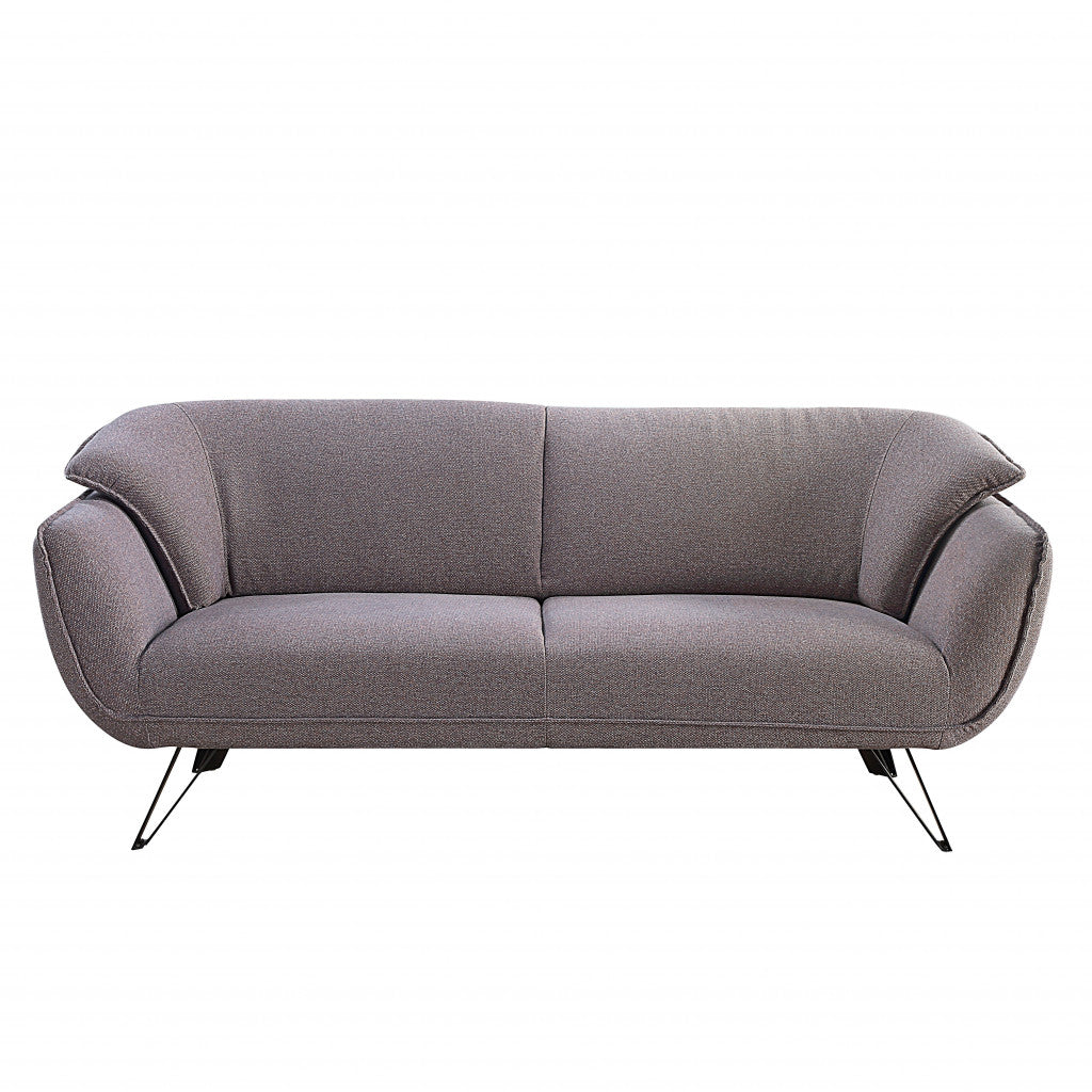 78" Gray Linen Sofa With Black Legs