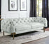 96" Light Slate Gray Top Grain Leather Sofa With Gold Legs