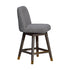 26" Gray Solid Wood Swivel Bar Height Bar Chair