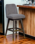 30" Grey And Gray Solid Wood Swivel Bar Chair