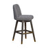 30" Grey And Gray Solid Wood Swivel Bar Chair