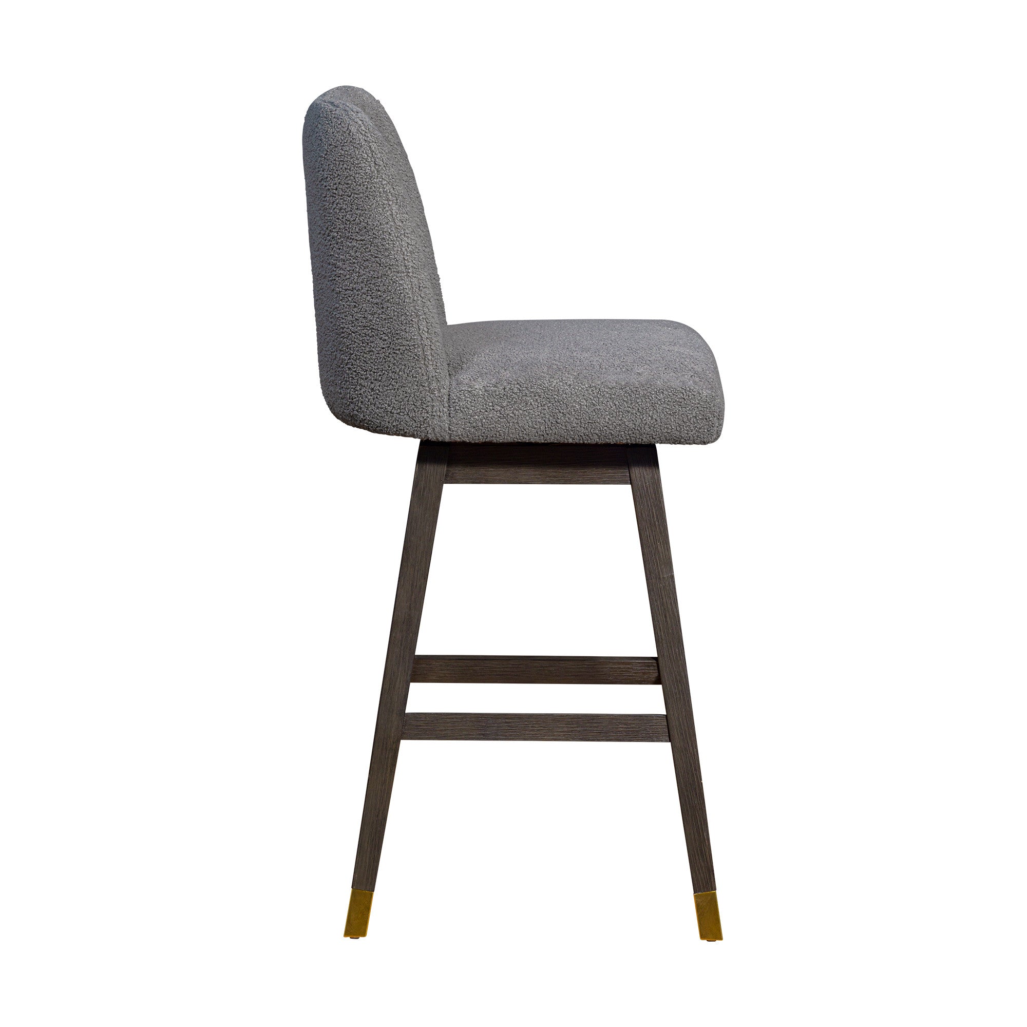 30" Grey And Gray Solid Wood Swivel Bar Chair