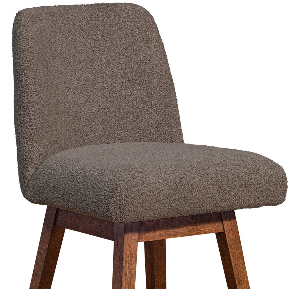 26" Taupe And Brown Solid Wood Swivel Bar Chair