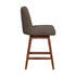 26" Taupe And Brown Solid Wood Swivel Bar Chair