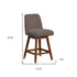 26" Taupe And Brown Solid Wood Swivel Bar Chair