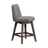 26" Mocha And Gray Solid Wood Swivel Bar Chair