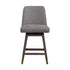 26" Mocha And Gray Solid Wood Swivel Bar Chair