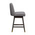 26" Mocha And Gray Solid Wood Swivel Bar Chair