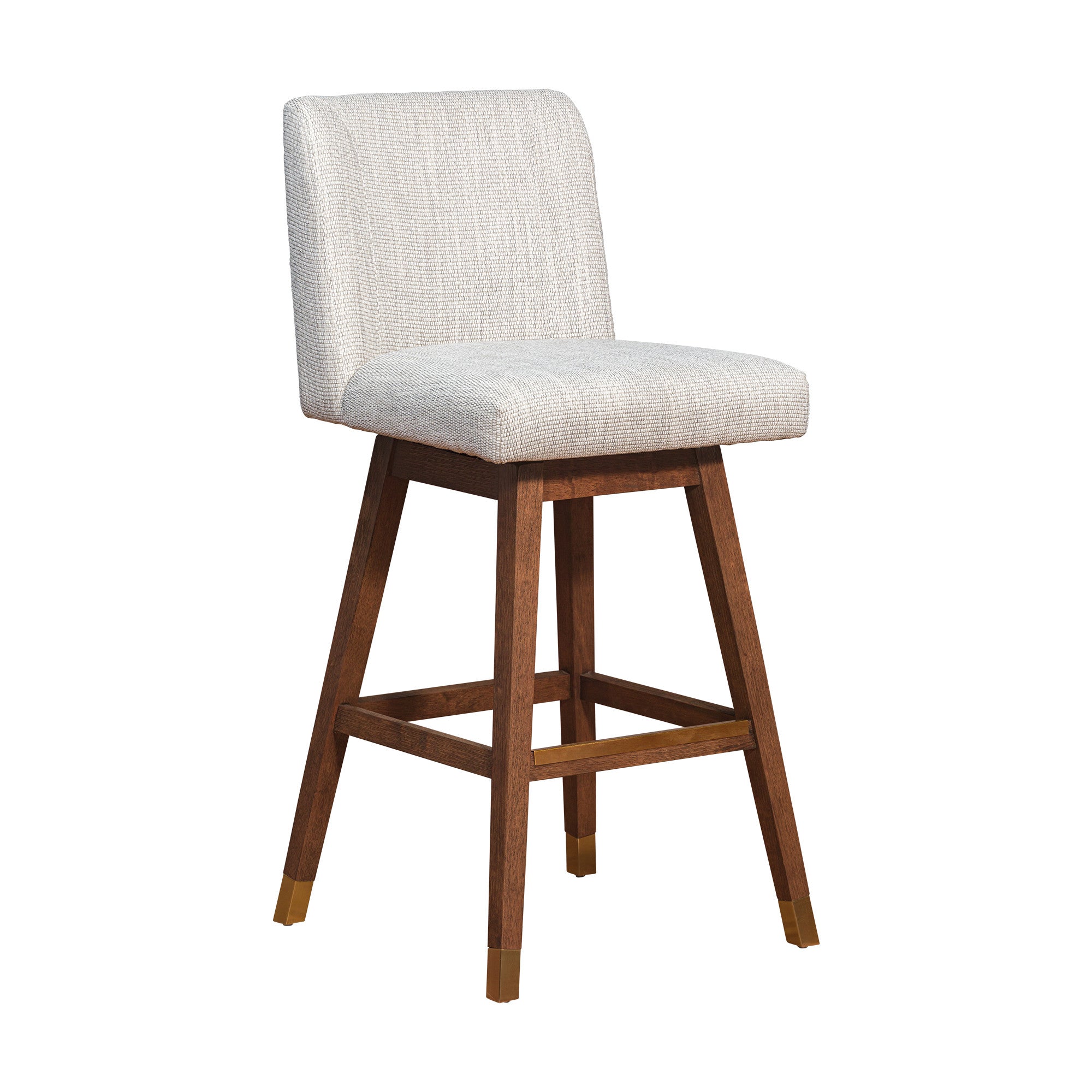 30" Beige And Brown Solid Wood Swivel Bar Chair