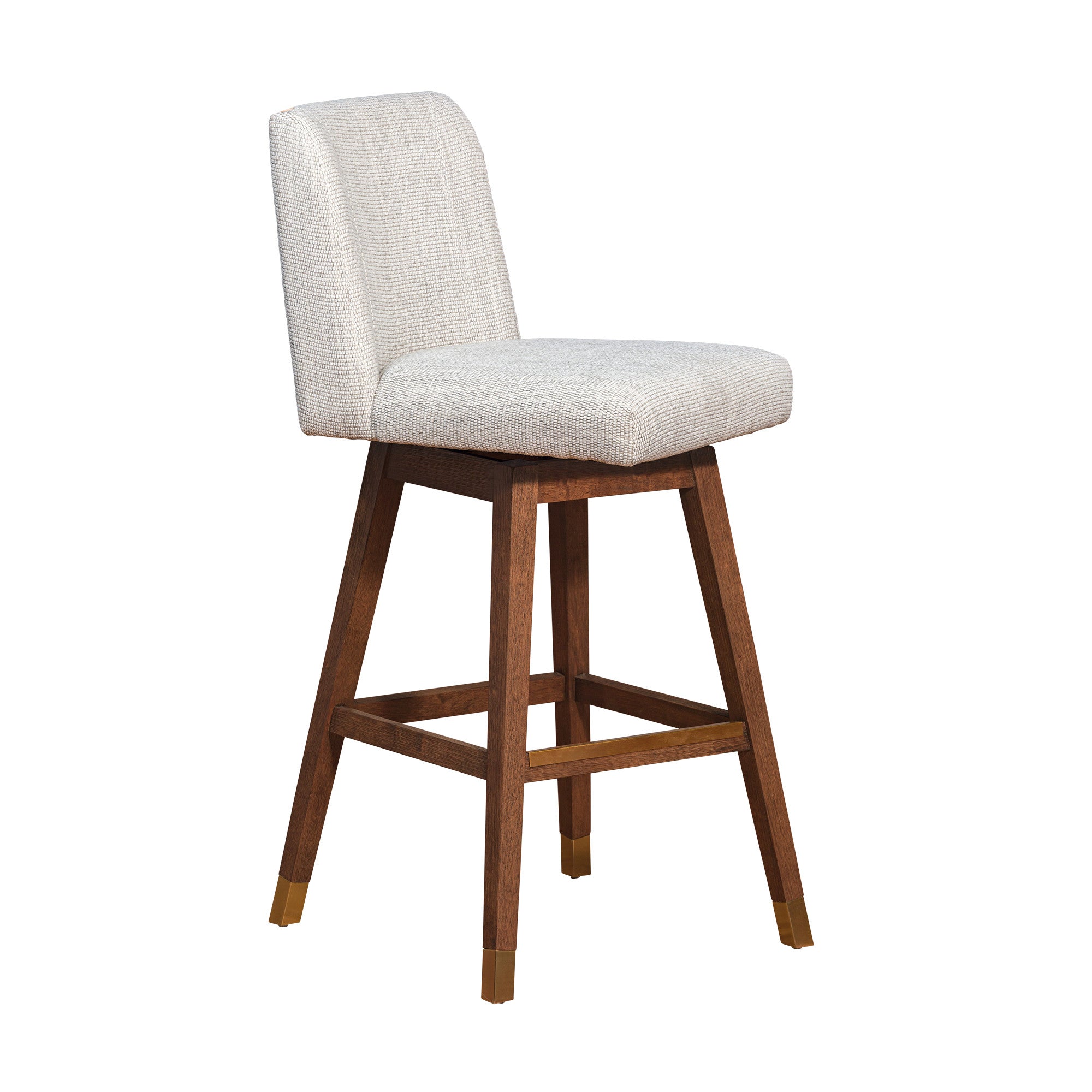 30" Beige And Brown Solid Wood Swivel Bar Chair