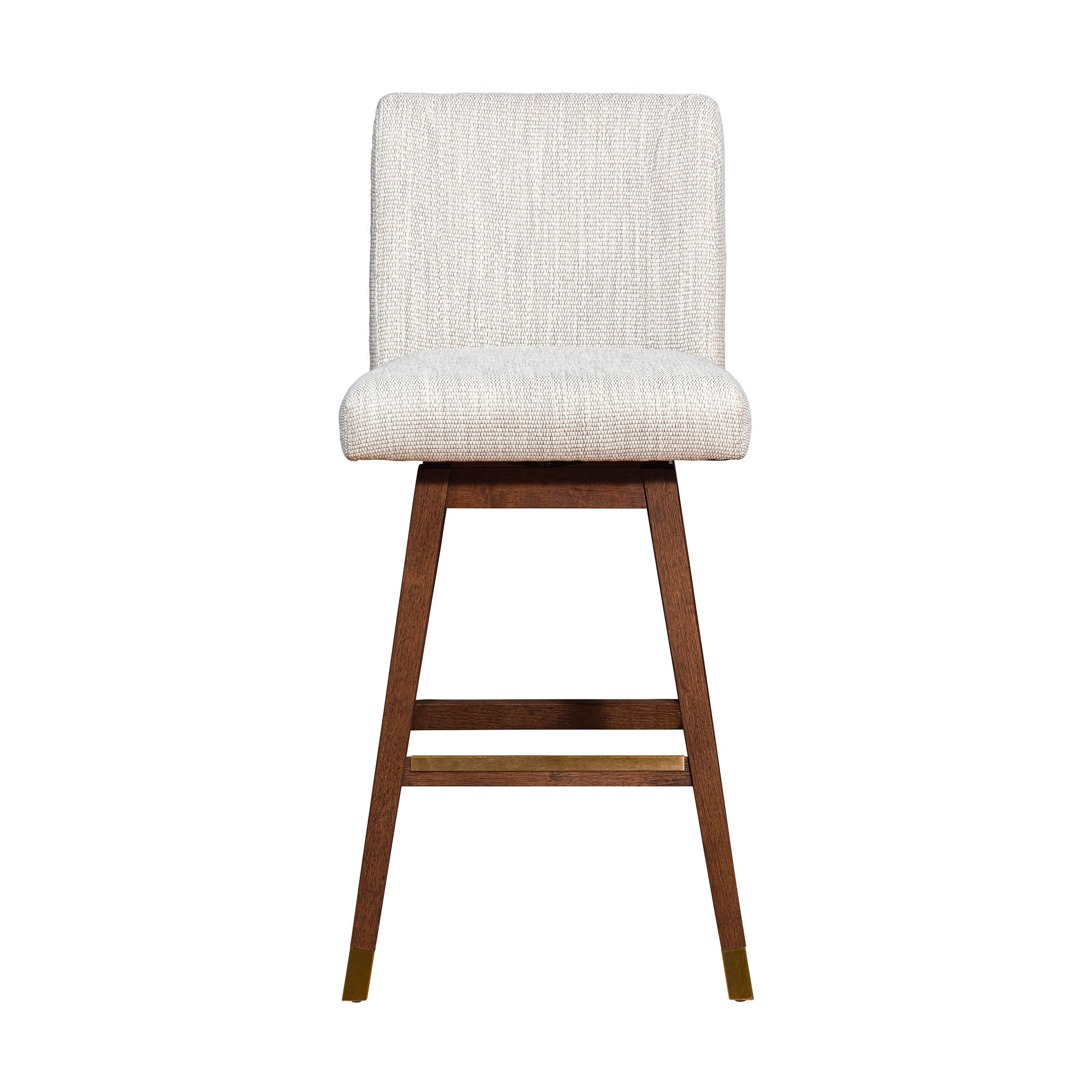 30" Beige And Brown Solid Wood Swivel Bar Chair