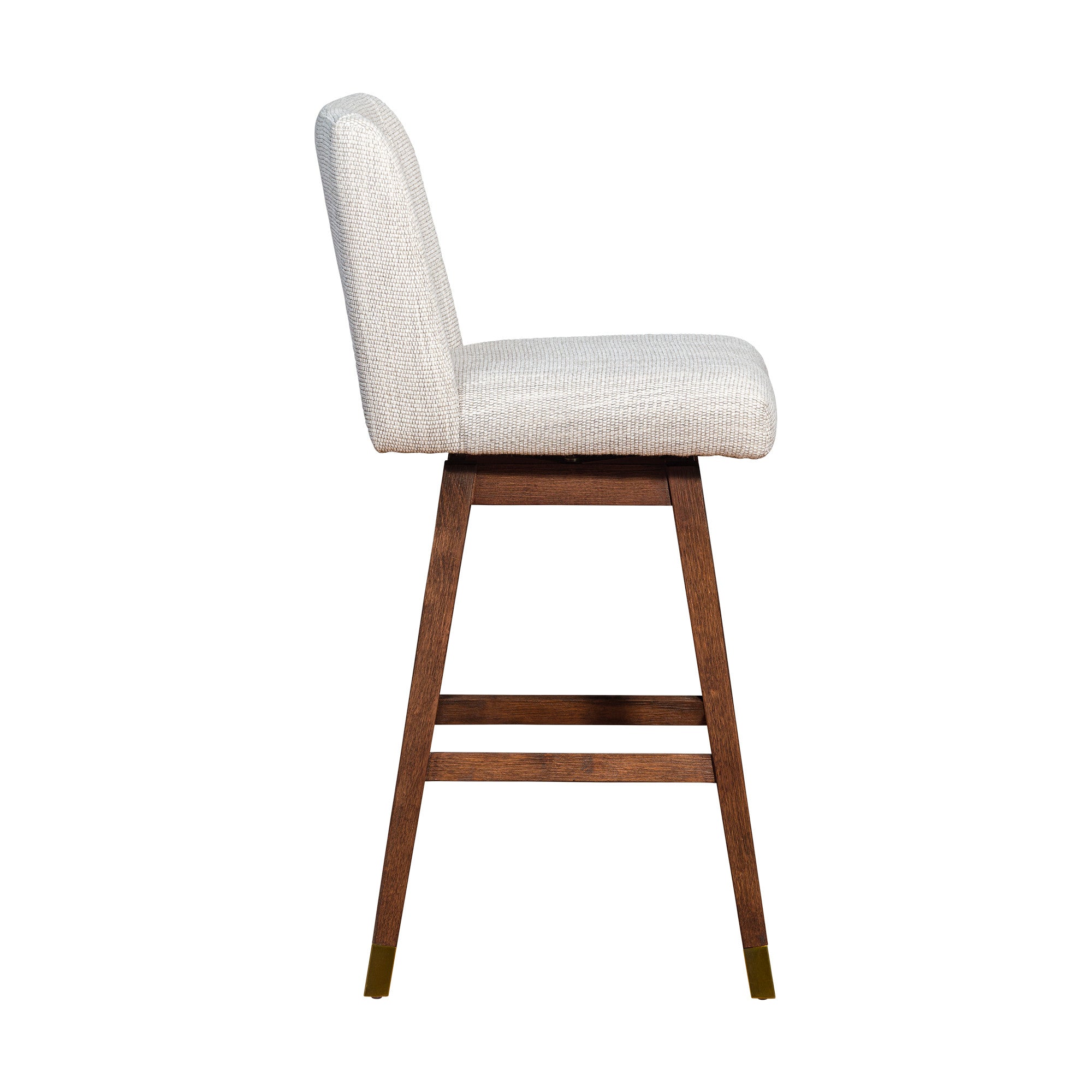 30" Beige And Brown Solid Wood Swivel Bar Chair