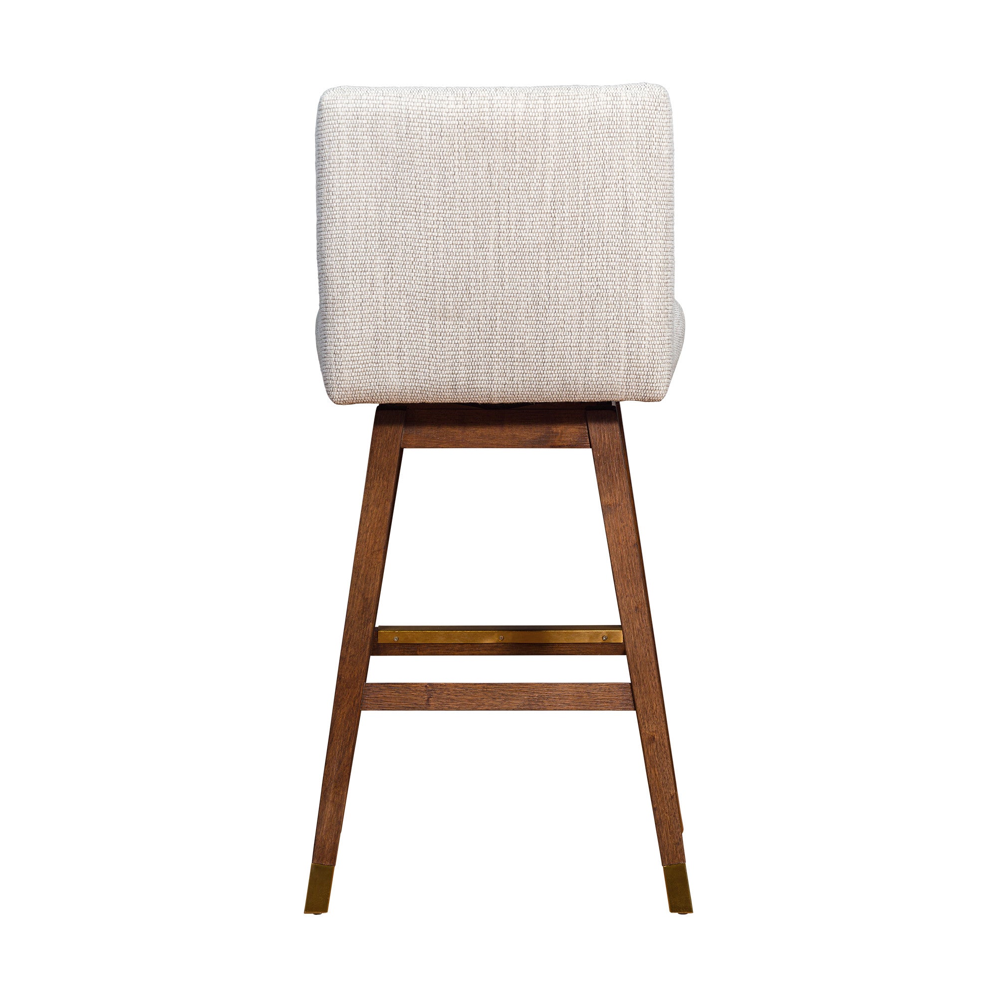 30" Beige And Brown Solid Wood Swivel Bar Chair