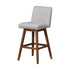 30" Taupe And Brown Solid Wood Swivel Bar Chair