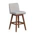 30" Taupe And Brown Solid Wood Swivel Bar Chair