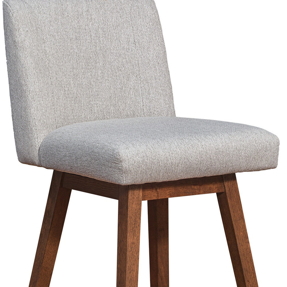 30" Taupe And Brown Solid Wood Swivel Bar Chair