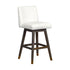 30" Pearl And Gray Solid Wood Swivel Bar Chair