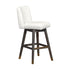 30" Pearl And Gray Solid Wood Swivel Bar Chair