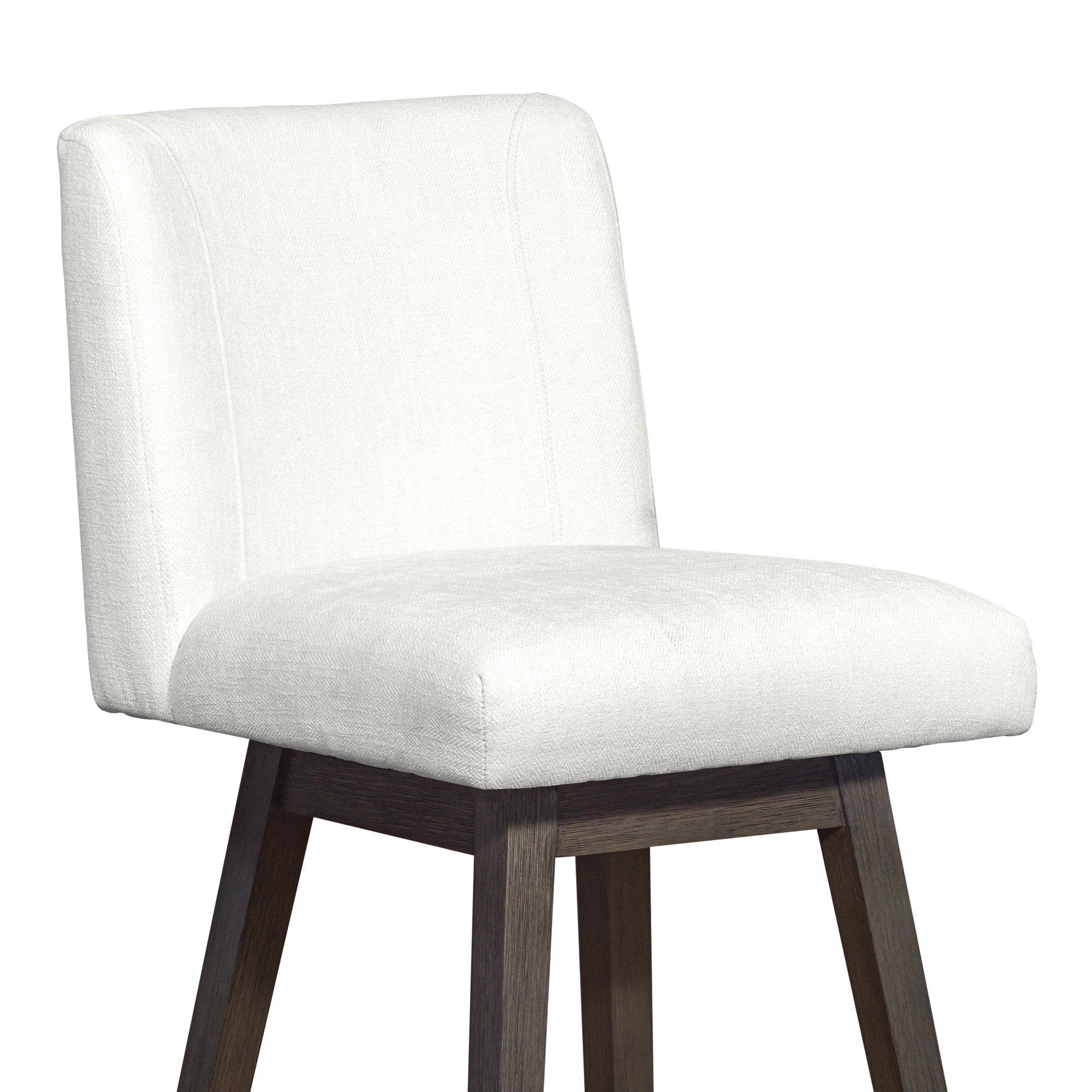 30" Pearl And Gray Solid Wood Swivel Bar Chair