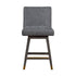 26" Black Solid and Gray Upholstered Swivel Counter Height Bar Chair