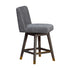 26" Gray Solid Wood Swivel Bar Height Bar Chair